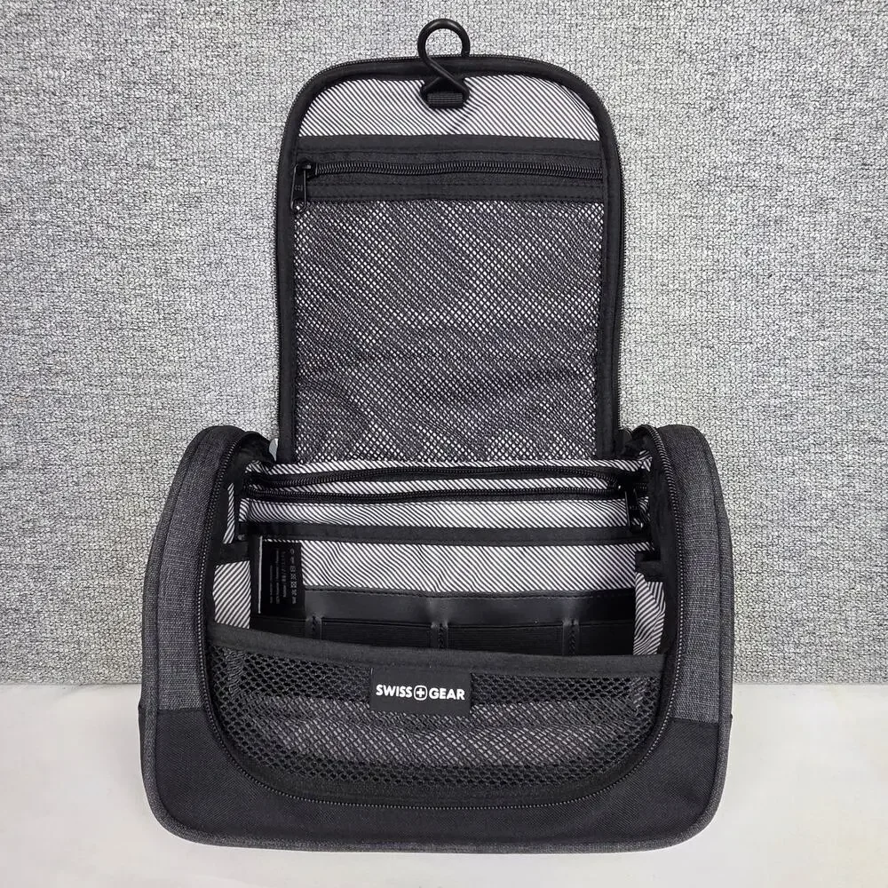 SWISSGEAR SA2379 TRAVEL TOILETRY BAG – DARK GRAY – HANGING ZIPPERED ORGANIZER